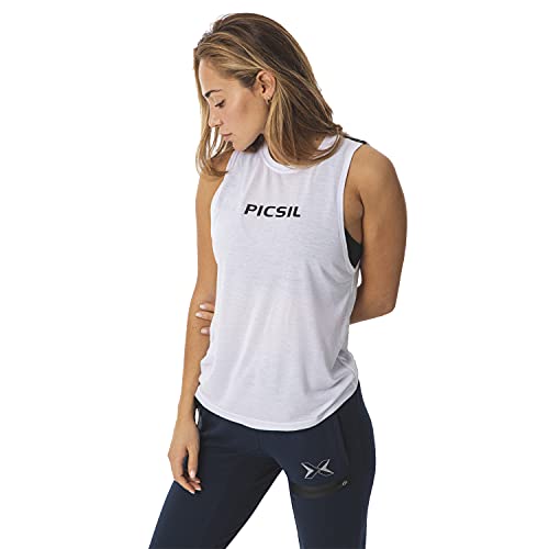 PICSIL Camiseta sin Mangas para Fitness, Yoga, Pilates, Tank Top con Cuello Redondo, Transpirable y Suave, Gris, L