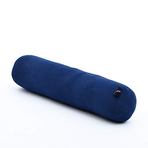 LEEWADEE Yoga Bolster pequeño – Cojín Alargado para Pilates y meditación, reposacabezas Hecho a Mano de kapok, 50 x 15 x 15 cm, Azul