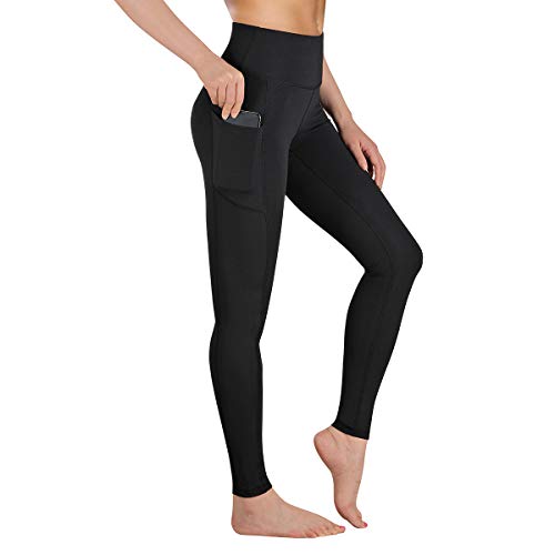 GIMDUMASA Pantalón Deportivo de Mujer Cintura Alta Leggings Mallas para Running Training Fitness Estiramiento Yoga y Pilates GI188(Negro,m)