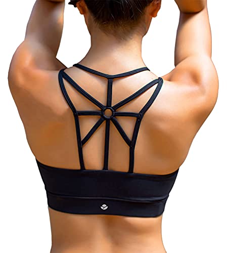 YIANNA Sujetador Deportivo Mujer con Relleno Extraíble Top Sujetadores Deportivos Yoga sin Costuras Negro S 139