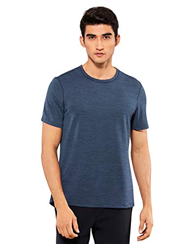 CRZ YOGA Camisas de Entrenamiento de Algodón Pima Livianas para Hombres Camiseta Secado Rápido Brezo Azul Marino XXL