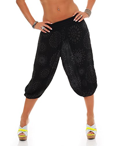 ZARMEXX Señoras 3/4 bombachos estilo Capri pantalones harén pantalones cortos de verano de yoga hasta la rodilla Aladin un tamaño