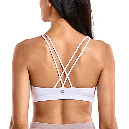 CRZ YOGA - Sujetador Deportivo Yoga Cruzados Espalda Sin Aros para Mujer Blanco L