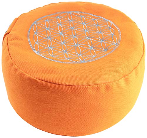 Berk YO-21-OR - Cojín de meditación, diseño con símbolo de la Flor de la Vida, Color Naranja