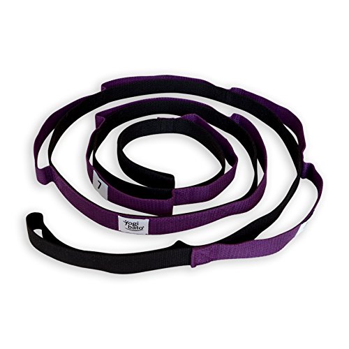 Yogibato Cinturón de Estiramiento con 8 agarres – Correa de Yoga Multi Agarre – 240 x 2,5 cm – Estirar Aumenta la flexibilidad en Ejercicios de Pilates y Terapia Física – 100% Algodón