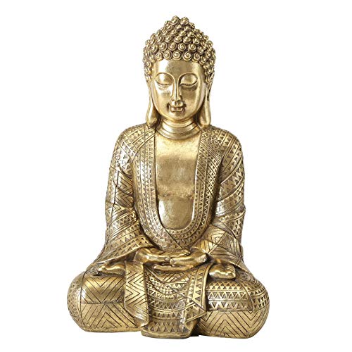 CasaJame Buda, figura zen sentada, estatua grande para meditación, feng shui, decoración de resina en dorado, altura 39 cm