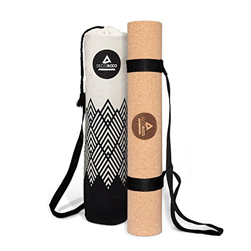 Secoroco Yogistar - Esterilla de yoga (corcho, antideslizante, 4 mm de grosor, vegana, sostenible y reciclable, incluye bolsa de lino
